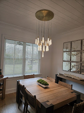 Dining room chandelier shown from an alternate angle